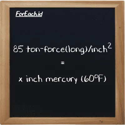 Example ton-force(long)/inch<sup>2</sup> to inch mercury (60<sup>o</sup>F) conversion (85 LT f/in<sup>2</sup> to inHg)